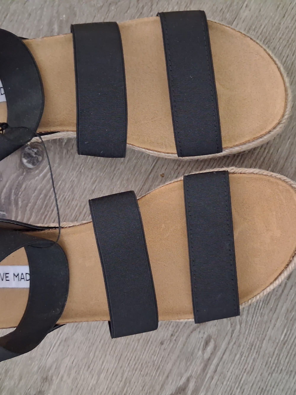 Steve Madden Black Double-Strap Espadrille Sandals
